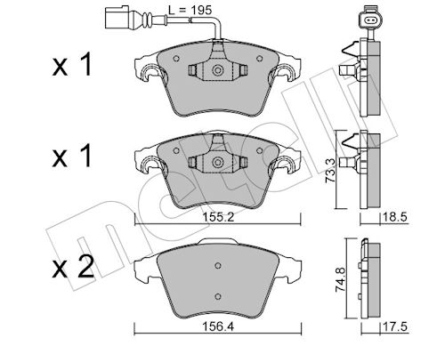 Metelli Bremsbelagsatz, Scheibenbremse 2205521 Für Vw