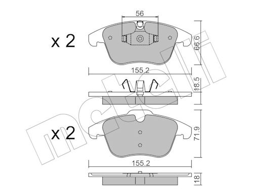 Metelli Bremsbelagsatz, Scheibenbremse 2206755 Für Citroën Peugeot