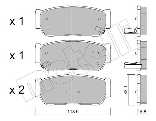 Metelli Bremsbelagsatz, Scheibenbremse 2207270 Für Ssangyong Kia