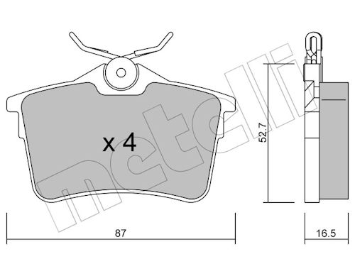Metelli Bremsbelagsatz, Scheibenbremse 2208160 Für Peugeot Citroën