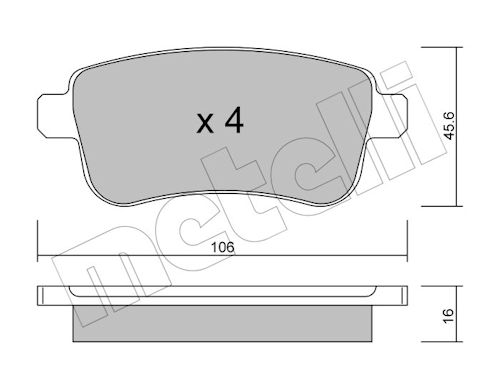 Metelli Bremsbelagsatz, Scheibenbremse 2208180 Für Renault
