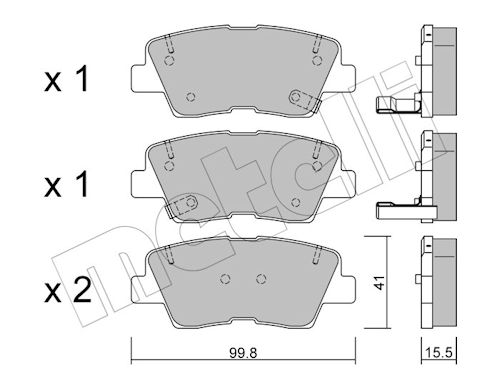 Metelli Bremsbelagsatz, Scheibenbremse 2208860 Für Kia Hyundai Ssangyong
