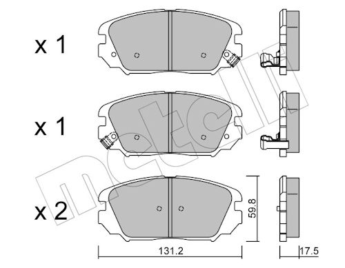 Metelli Bremsbelagsatz, Scheibenbremse 2208850 Für Hyundai