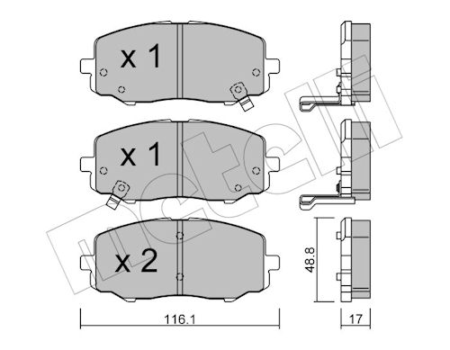 Metelli Bremsbelagsatz, Scheibenbremse 2209120 Für Hyundai