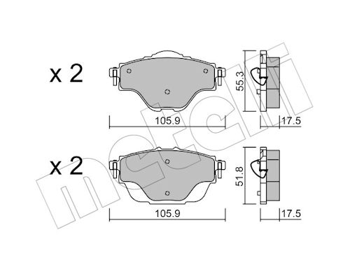 Metelli Bremsbelagsatz, Scheibenbremse 2209880 Für Vaughall Peugeot