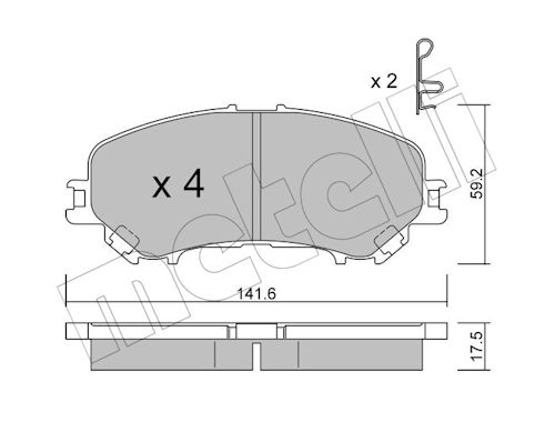 Metelli Bremsbelagsatz, Scheibenbremse 2210101 Für Nissan Renault