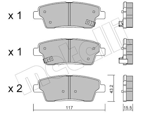 Metelli Bremsbelagsatz, Scheibenbremse 2211400 Für Kia Hyundai