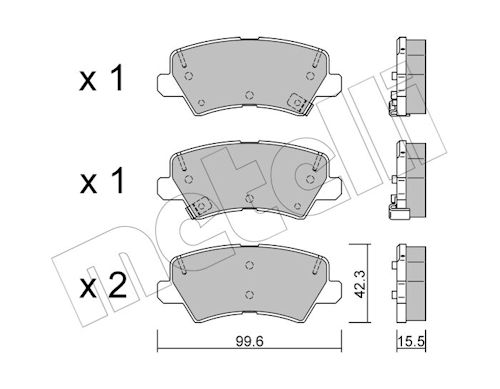 Metelli Bremsbelagsatz, Scheibenbremse 2211660 Für Kia