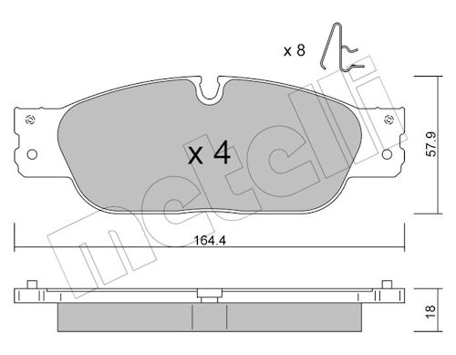 Metelli Bremsbelagsatz, Scheibenbremse 2211890 Für Jaguar