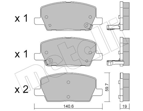Metelli Bremsbelagsatz, Scheibenbremse 2212120 Für Vaughall Opel