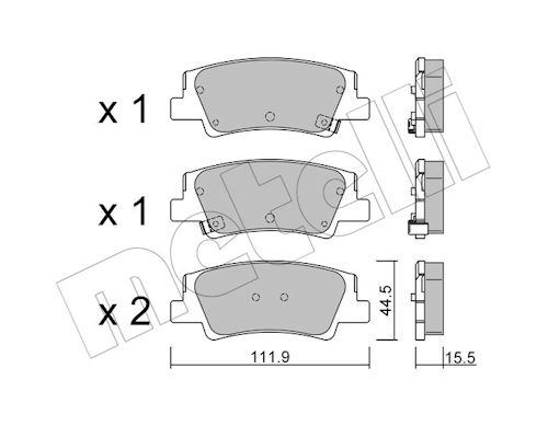 Metelli Bremsbelagsatz, Scheibenbremse 2212990 Für Hyundai Kia