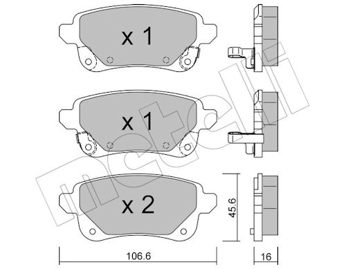 Metelli Bremsbelagsatz, Scheibenbremse 2211121 Für Renault