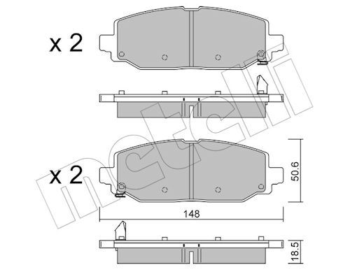 Metelli Bremsbelagsatz, Scheibenbremse 2213350 Für Jeep