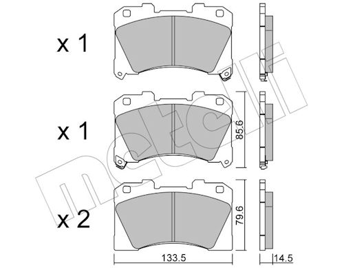 Metelli Bremsbelagsatz, Scheibenbremse 2212880 Für Toyota