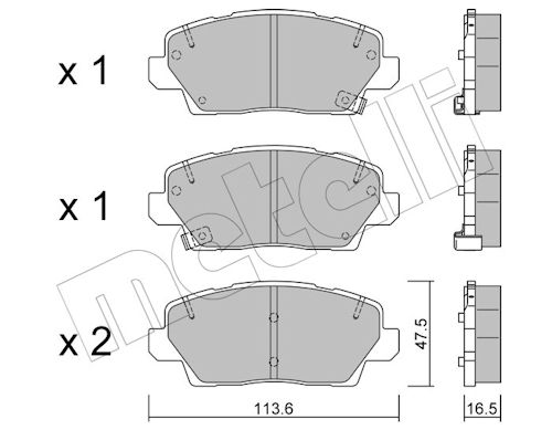 Metelli Bremsbelagsatz, Scheibenbremse 2213020 Für Kia