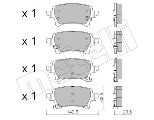 Metelli Bremsbelagsatz, Scheibenbremse 2213760 Für Jeep