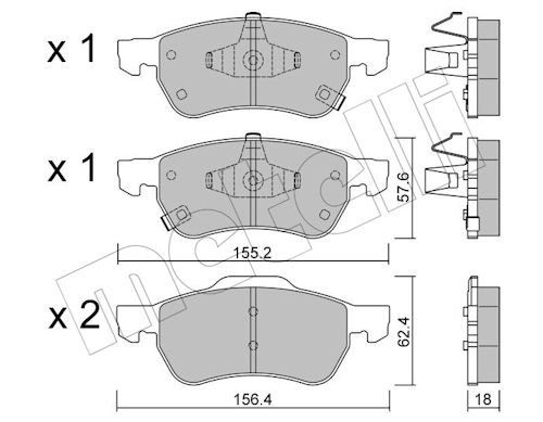 Metelli Bremsbelagsatz, Scheibenbremse 2214080 Für Mg
