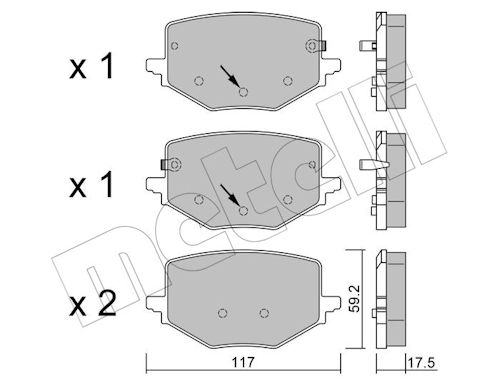 Metelli Bremsbelagsatz, Scheibenbremse 2214090 Für Renault