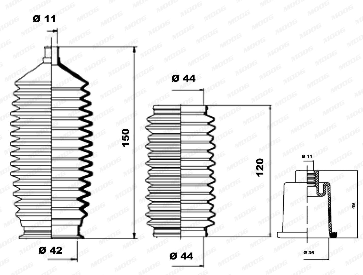 MOOG Faltenbalgsatz, Lenkung k150266 für Citroën