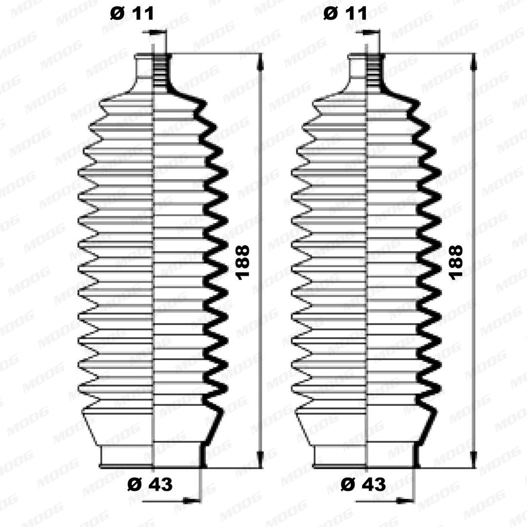 MOOG Faltenbalgsatz, Lenkung k150160 für MITSUBISHI Subaru
