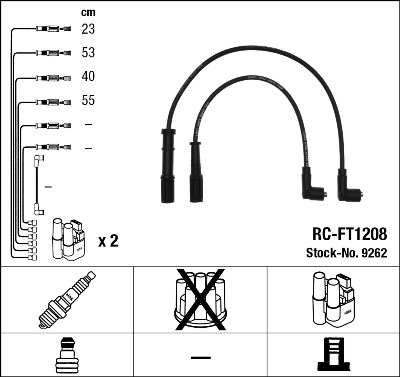 NGK Zündleitungssatz 9262 für ABARTH ALFAROME/Fiat/LANCI