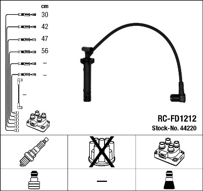 NGK Zündleitungssatz 44220 für Ford