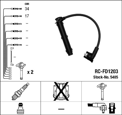 NGK Zündleitungssatz 5405 für Ford