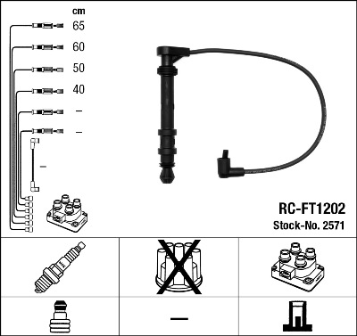 NGK Zündleitungssatz 2571 für ABARTH