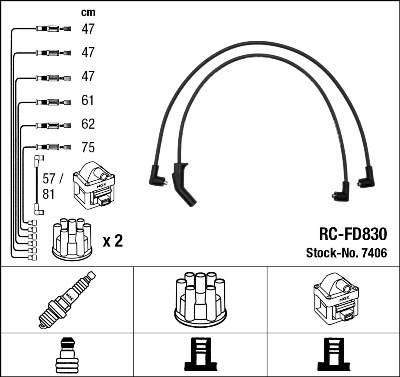 NGK Zündleitungssatz 7406 für Ford