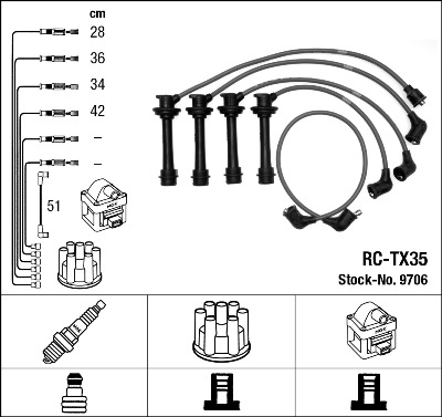 NGK Zündleitungssatz 9706