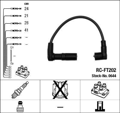 NGK Zündleitungssatz 0644 für ABARTH