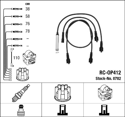 NGK Zündleitungssatz 0782 für Opel
