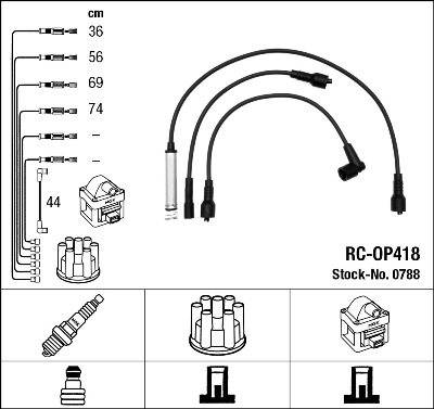 NGK Zündleitungssatz 0788 für Opel GM