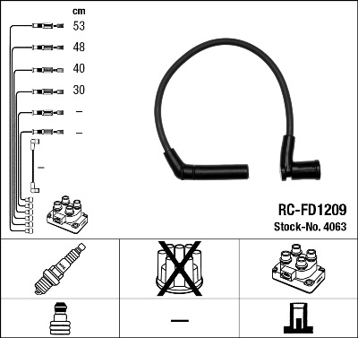 NGK Zündleitungssatz 4063 für Ford