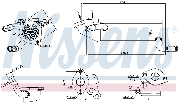 NISSENS Kühler, Abgasrückführung 989282 für Ford Fiat Peugeot