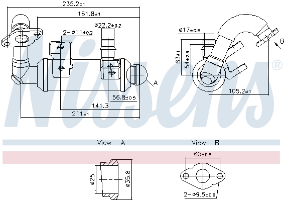 NISSENS Kühler, Abgasrückführung 989405 für Ford