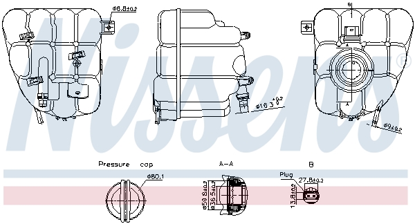 NISSENS Ausgleichsbehälter, Kühlmittel 996255 für Porsche VW