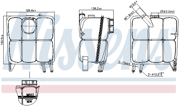 NISSENS Ausgleichsbehälter, Kühlmittel 996138 für Ford Volvo