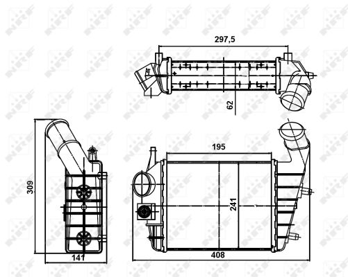 Ladeluftkühler Kühlrippen gelötet 241 mm - 195 mm NRF für u.a. ALFA ROMEO 156 - Bild 7