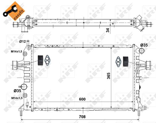 Kühler Motorkühlung Kühlrippen gelötet 600 - 366 mm Alu NRF für u.a. OPEL ASTRA - Bild 9