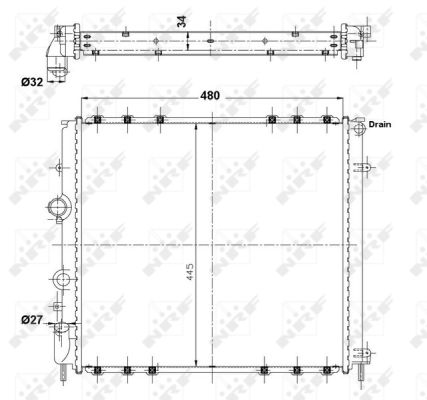 Kühler Motor Kühlrippen gelötet 475 - 440 mm Alu NRF für u.a. RENAULT KANGOO - Bild 6