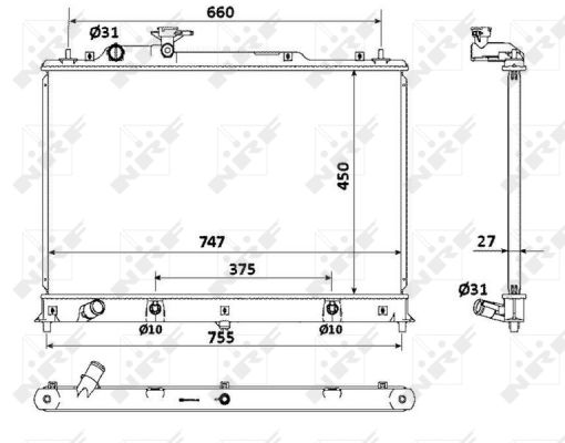 Kühler Motorkühlung Kühlrippen gelötet 747 - 450 mm Aluminium NRF für MAZDA CX-7 - Bild 9