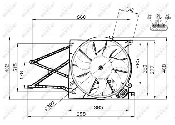 NRF Lüfter, Motorkühlung 47582 für Opel Vaughall