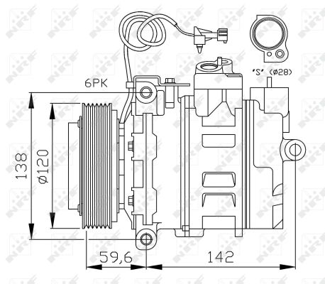 Klimakompressor 12 V Ø 120 mm 7SBU16C NRF passend für u.a. SAAB 9-5 - Bild 7