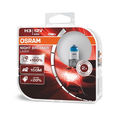 OSRAM Glühlampe, Nebelscheinwerfer H3 Night Breaker Laser next Generation (2 Stk.) 64151nlhcb