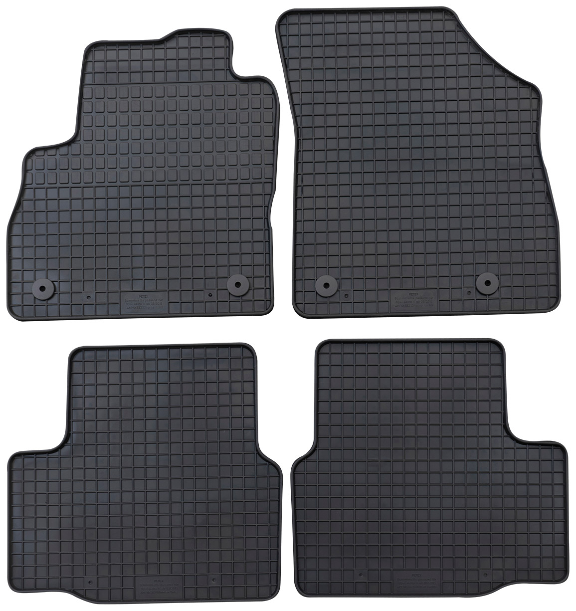 PETEX Fußmattensatz schwarz - vorbereitet für Befestigungssystem 58310 OPEL
