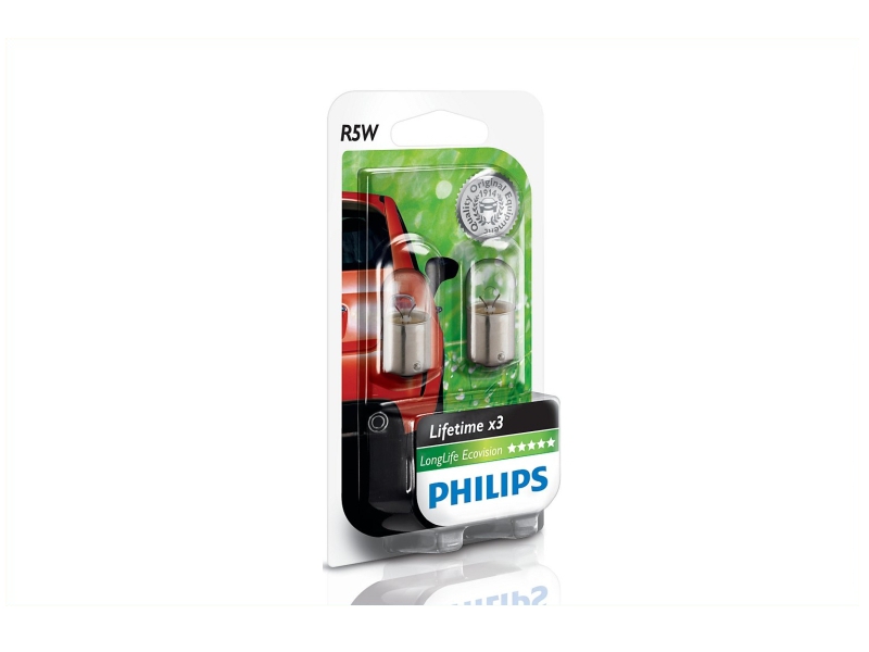 PHILIPS Glühlampe, Blinkleuchte R5W LongLife EcoVision (2 Stk.) 12821llecob2 Kugellampe für LAND ROVER Citroën Volvo Iveco DAF Vaughall BMW GENERAL M
