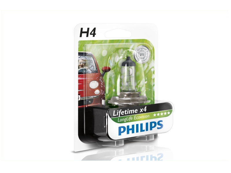 PHILIPS Glühlampe, Hauptscheinwerfer H4 LongLife EcoVision 60/55W (1 Stk.) 12342llecob1 für Volvo LAND ROVER Citroën Ford DAF Opel Fiat HOLDEN GENERA