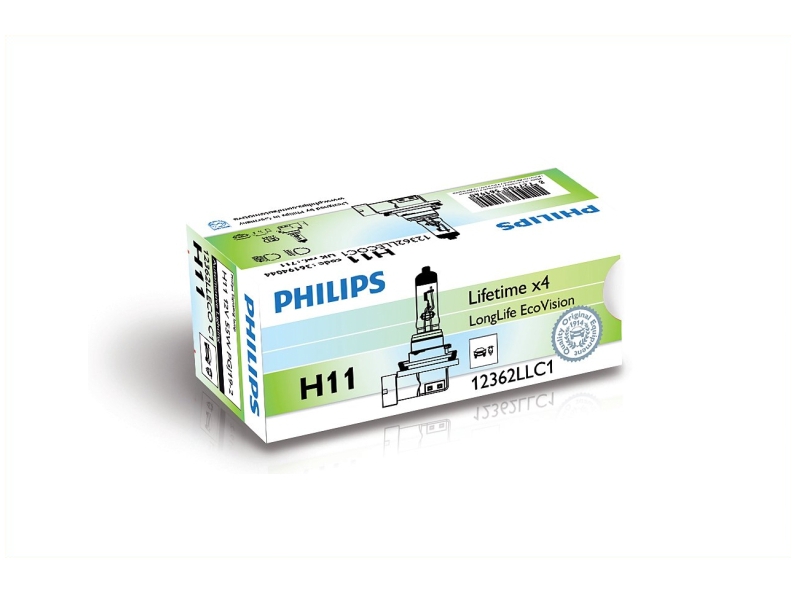 PHILIPS Glühlampe H11 LongLife EcoVision 55W (1 Stk.) 12362llecoc1 für Audi LAND ROVER TOYOTA VW Mercedes RENAULT
