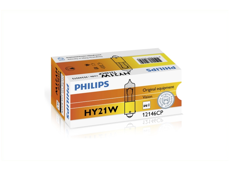 PHILIPS Glühlampe HY21W [12V] (1 Stk.) 12146cp Miniatur-Halogenlampe für Citroën/Peugeot